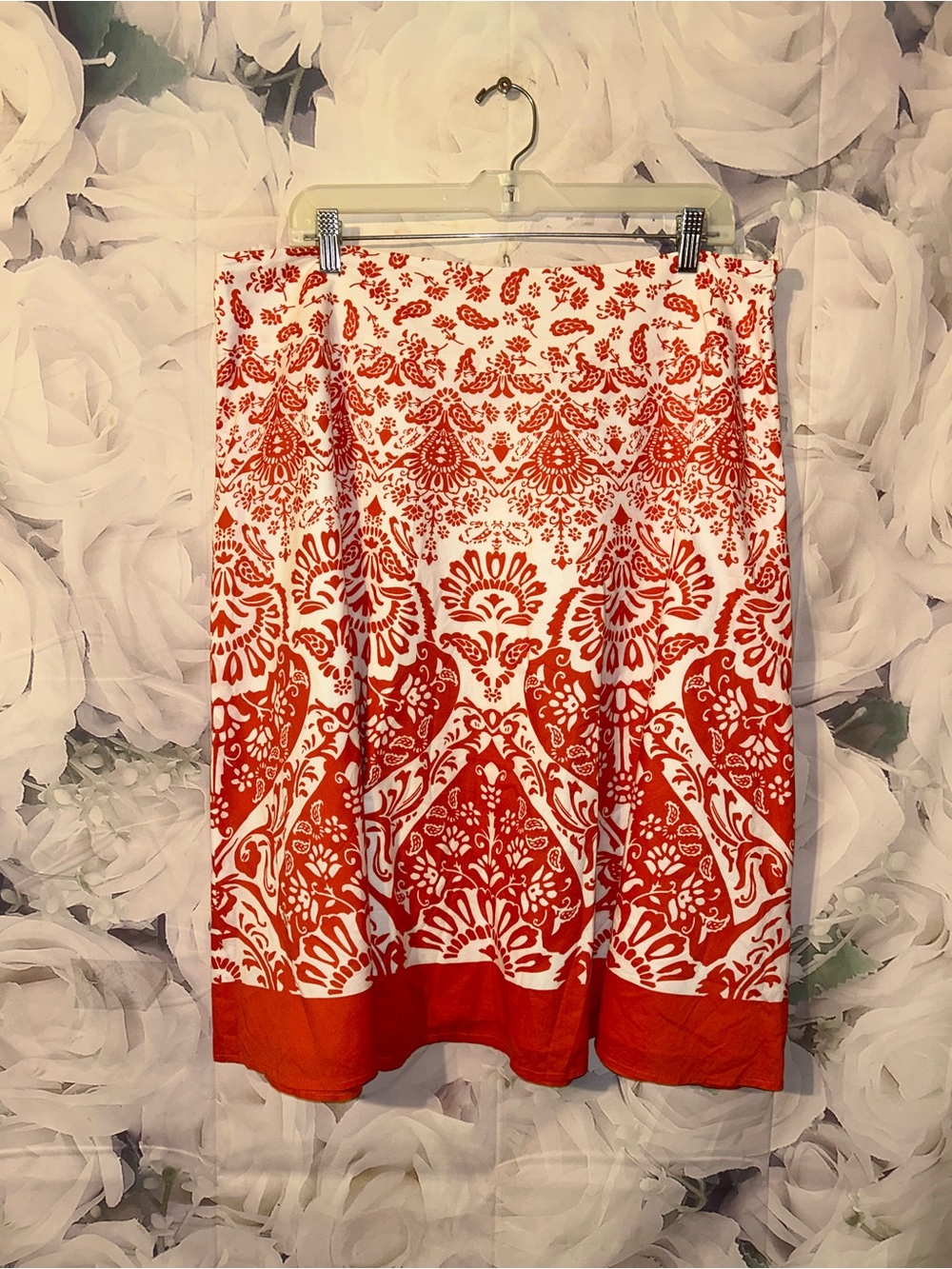 Talbots Skirt Womens Floral Paisley Lined  A Line Fit and Flare Orange Size 18